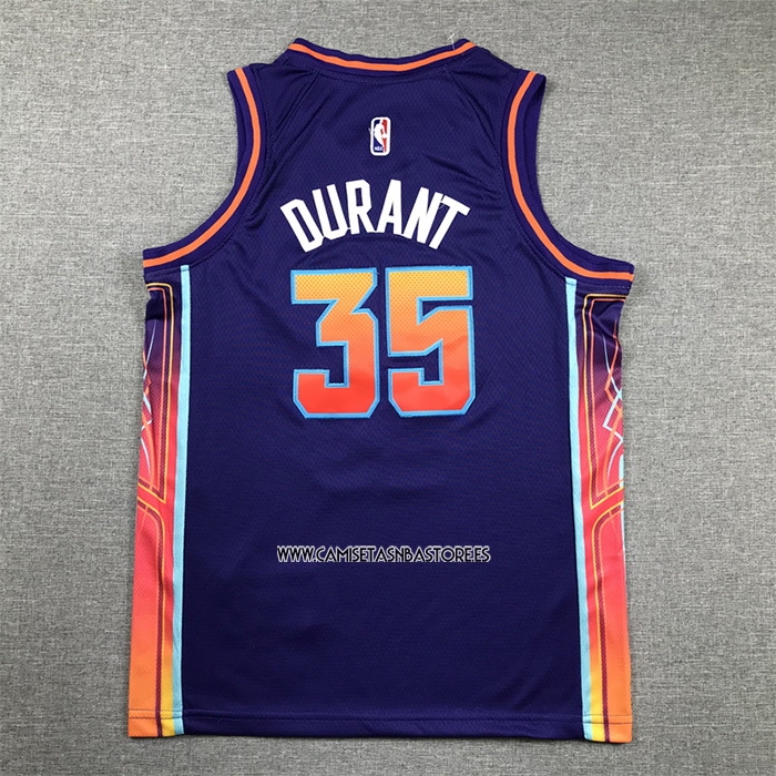 Kevin Durant NO 35 Camiseta Nino Phoenix Suns Ciudad 2023-24 Violeta
